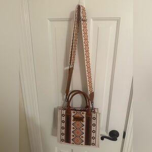 Wrangler Women's Beige and Brown Geometric Crossbody Bag